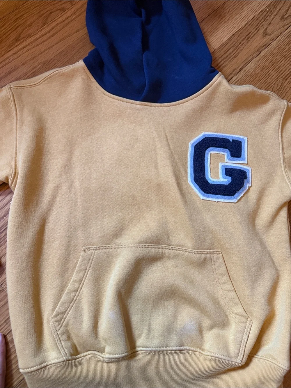 GAP Pale Mustard Campus Sweatshirt & Navy Hood Joggers Set